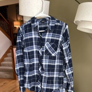 Eddie Bauer Blue and White Button Down Shirt Medium